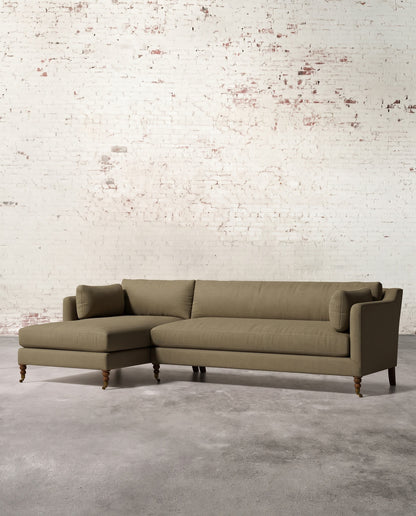 Francis Left Facing Sectional with Brass Casters