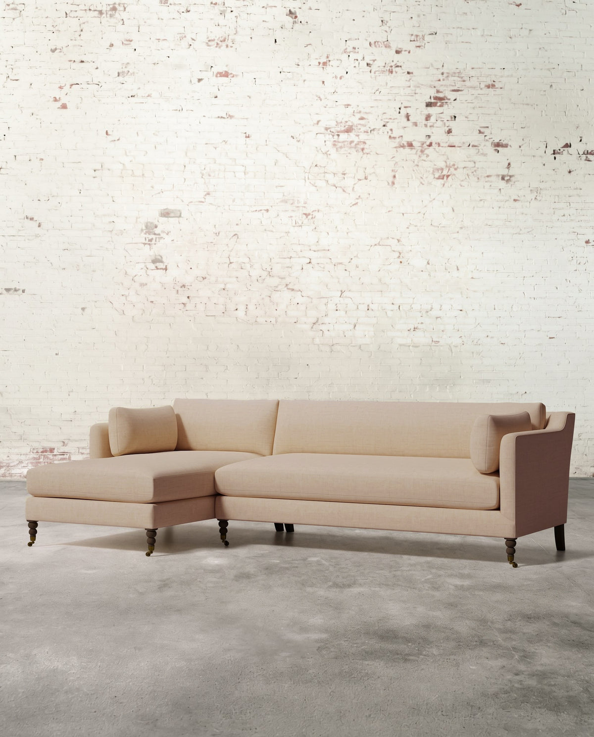 Francis Left Facing Sectional with Brass Casters