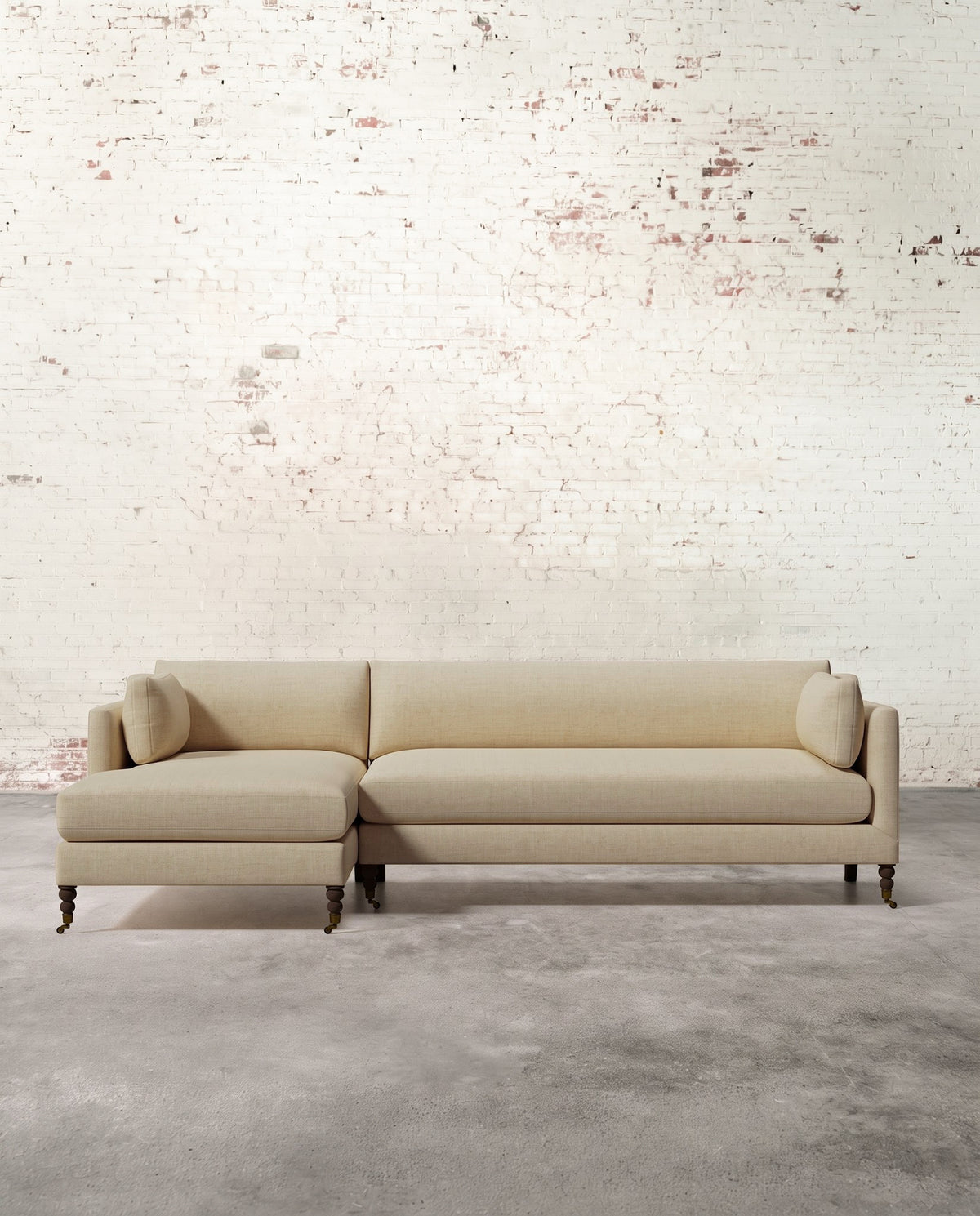 Francis Left Facing Sectional with Brass Casters
