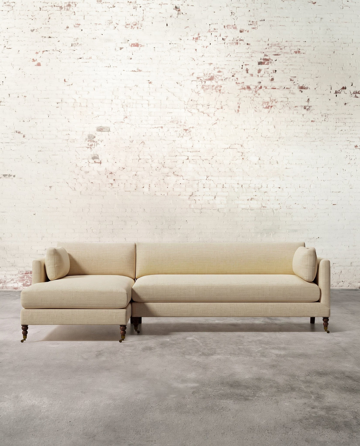 Francis Left Facing Sectional with Brass Casters