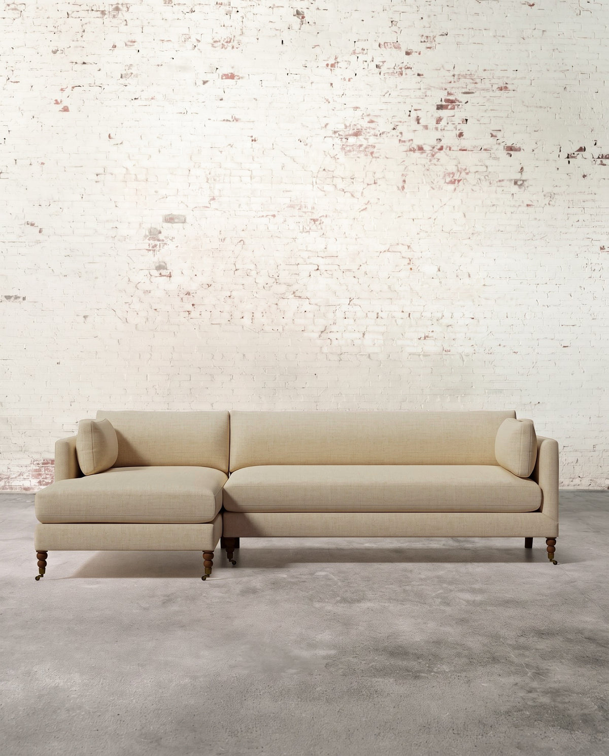 Francis Left Facing Sectional with Brass Casters
