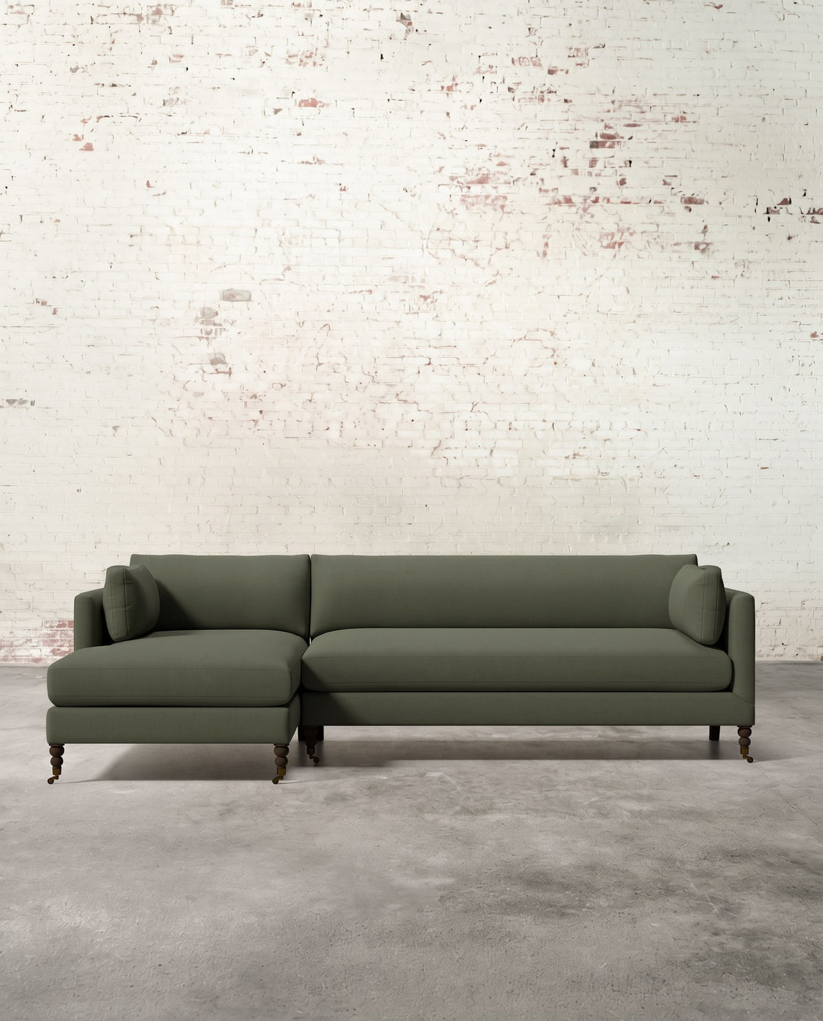 Francis Left Facing Sectional with Brass Casters
