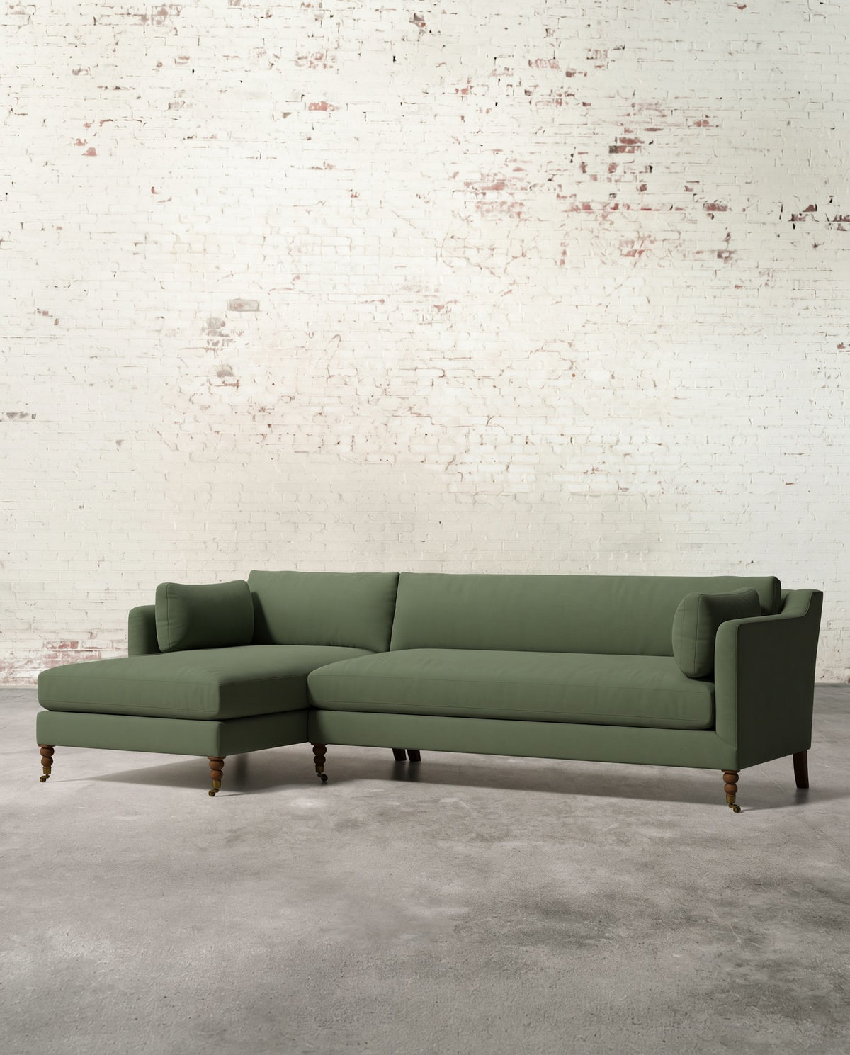 Francis Left Facing Sectional with Brass Casters