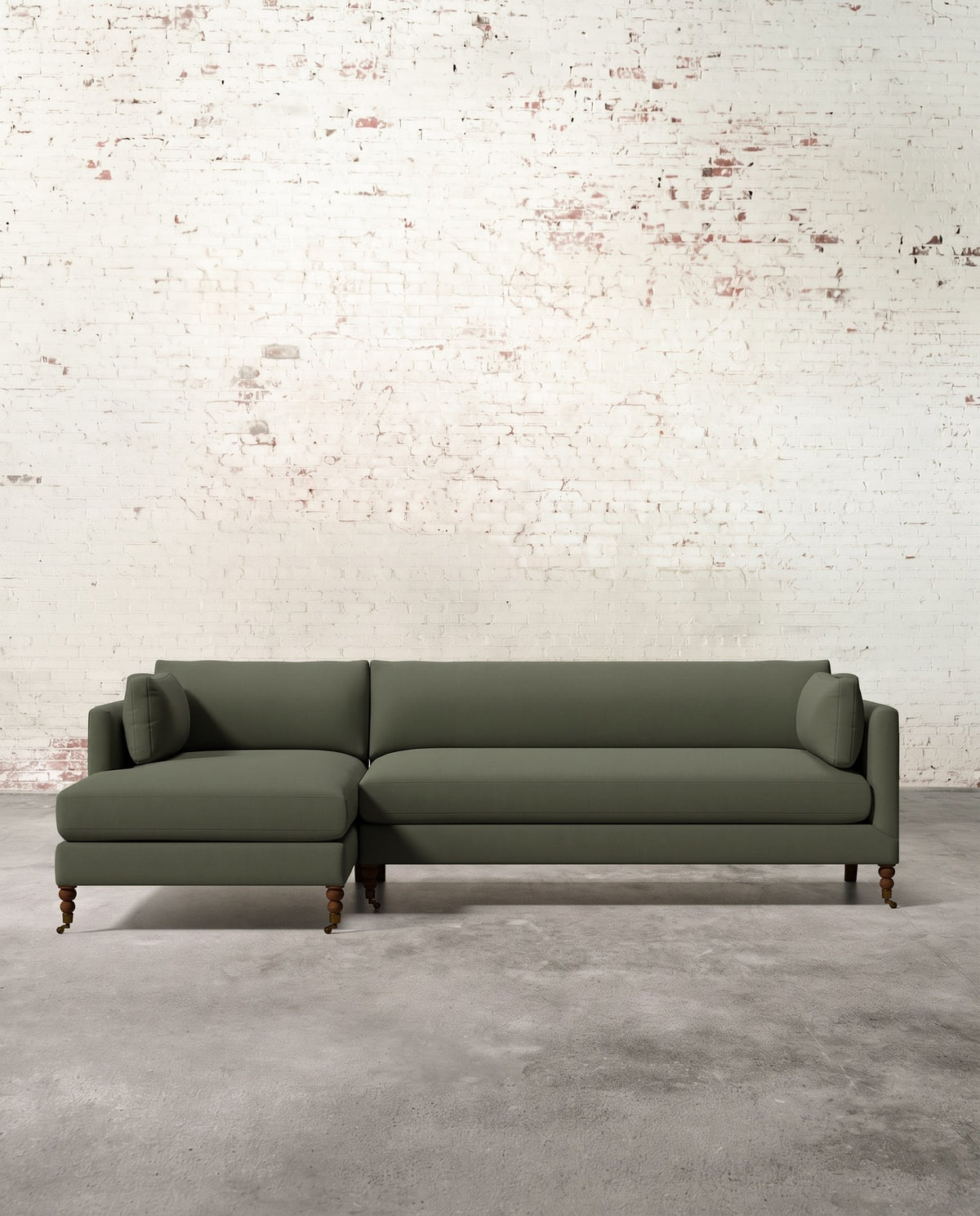 Francis Left Facing Sectional with Brass Casters
