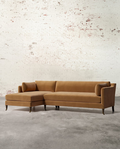 Francis Left Facing Sectional with Brass Casters