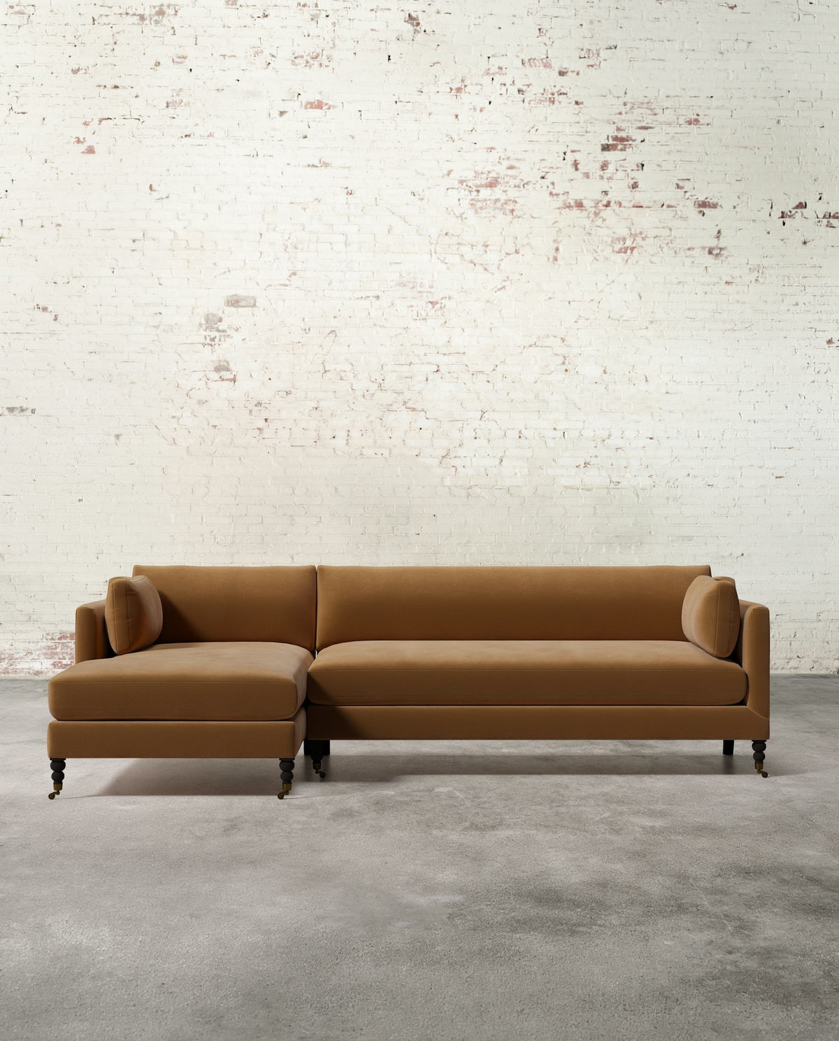 Francis Left Facing Sectional with Brass Casters