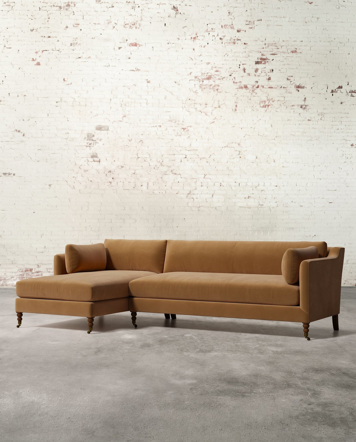 Francis Left Facing Sectional with Brass Casters
