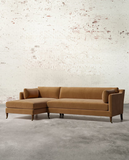 Francis Left Facing Sectional with Brass Casters