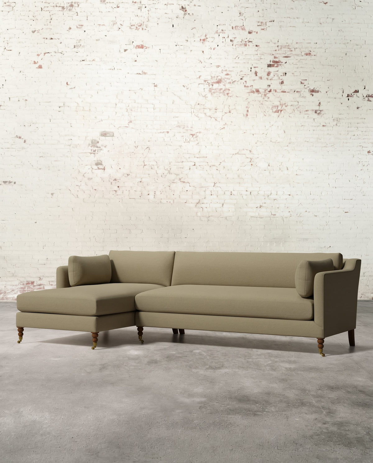 Francis Left Facing Sectional with Brass Casters