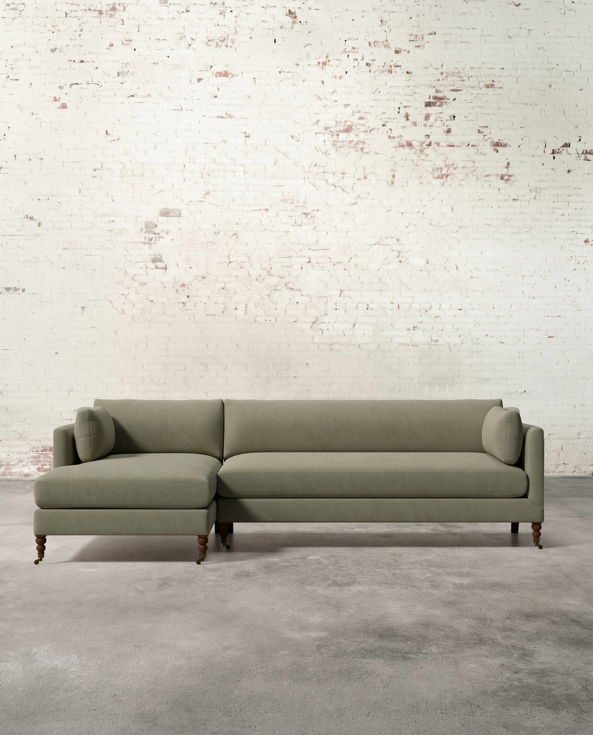 Francis Left Facing Sectional with Brass Casters