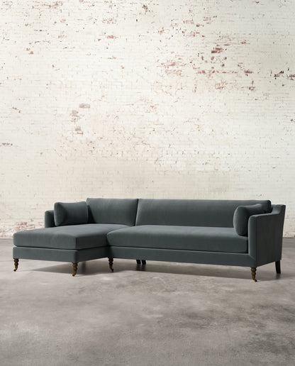 Francis Left Facing Sectional with Brass Casters