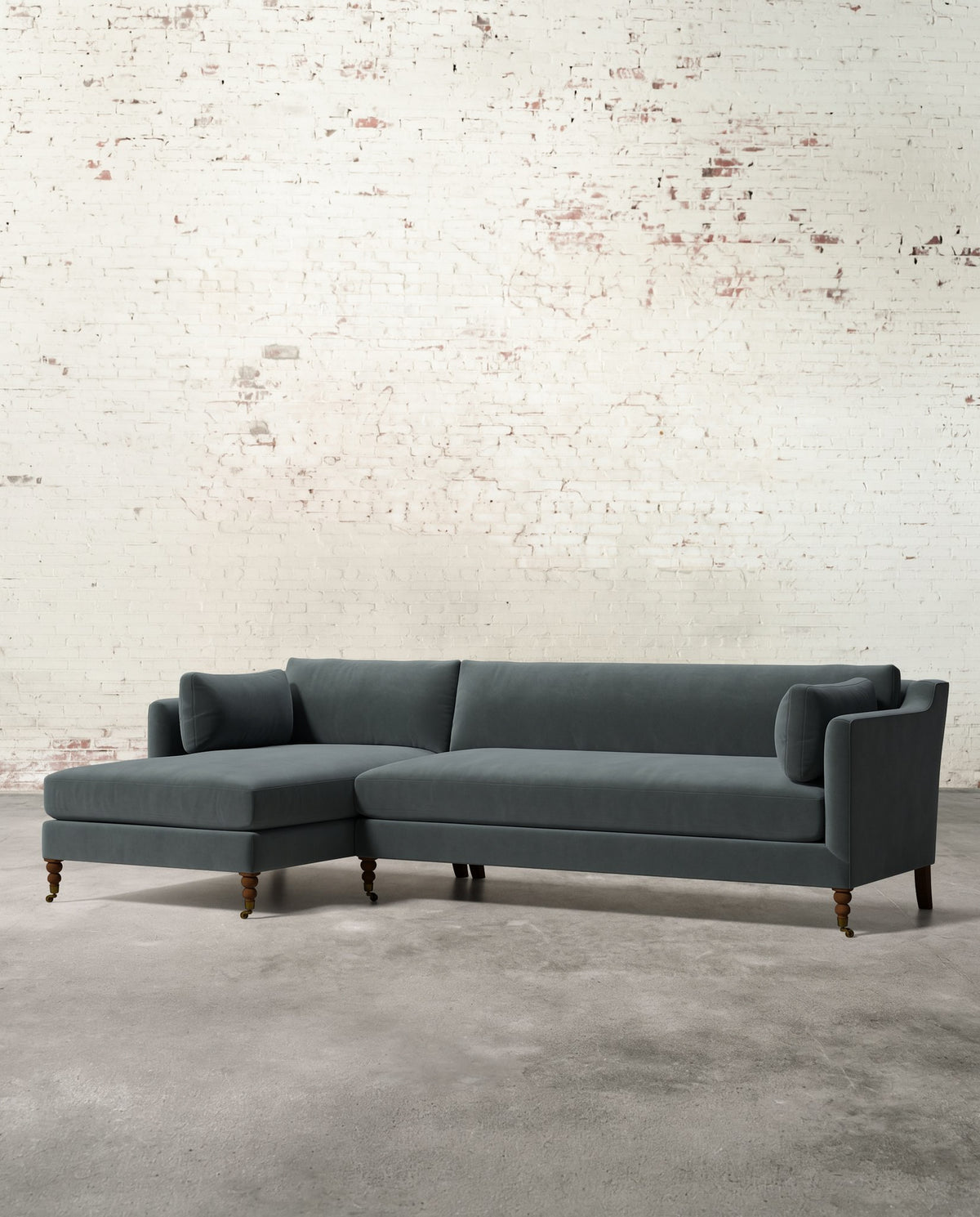 Francis Left Facing Sectional with Brass Casters
