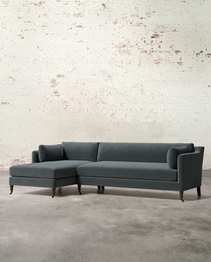 Francis Left Facing Sectional with Brass Casters