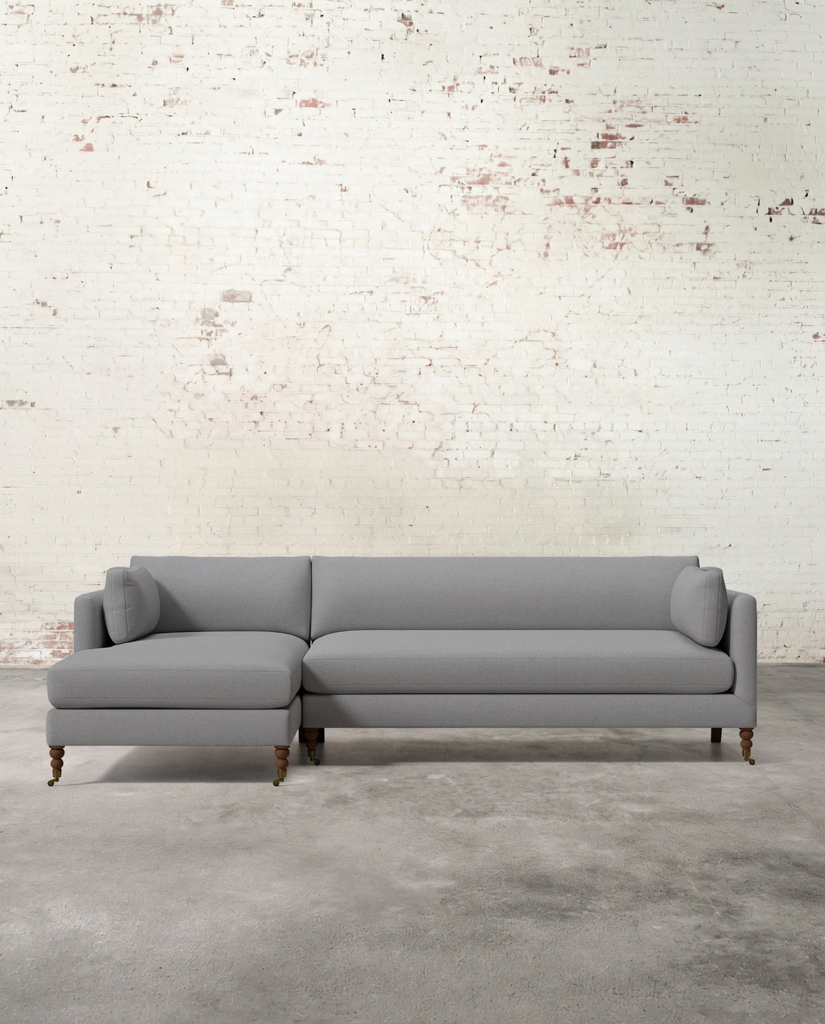 Francis Left Facing Sectional with Brass Casters