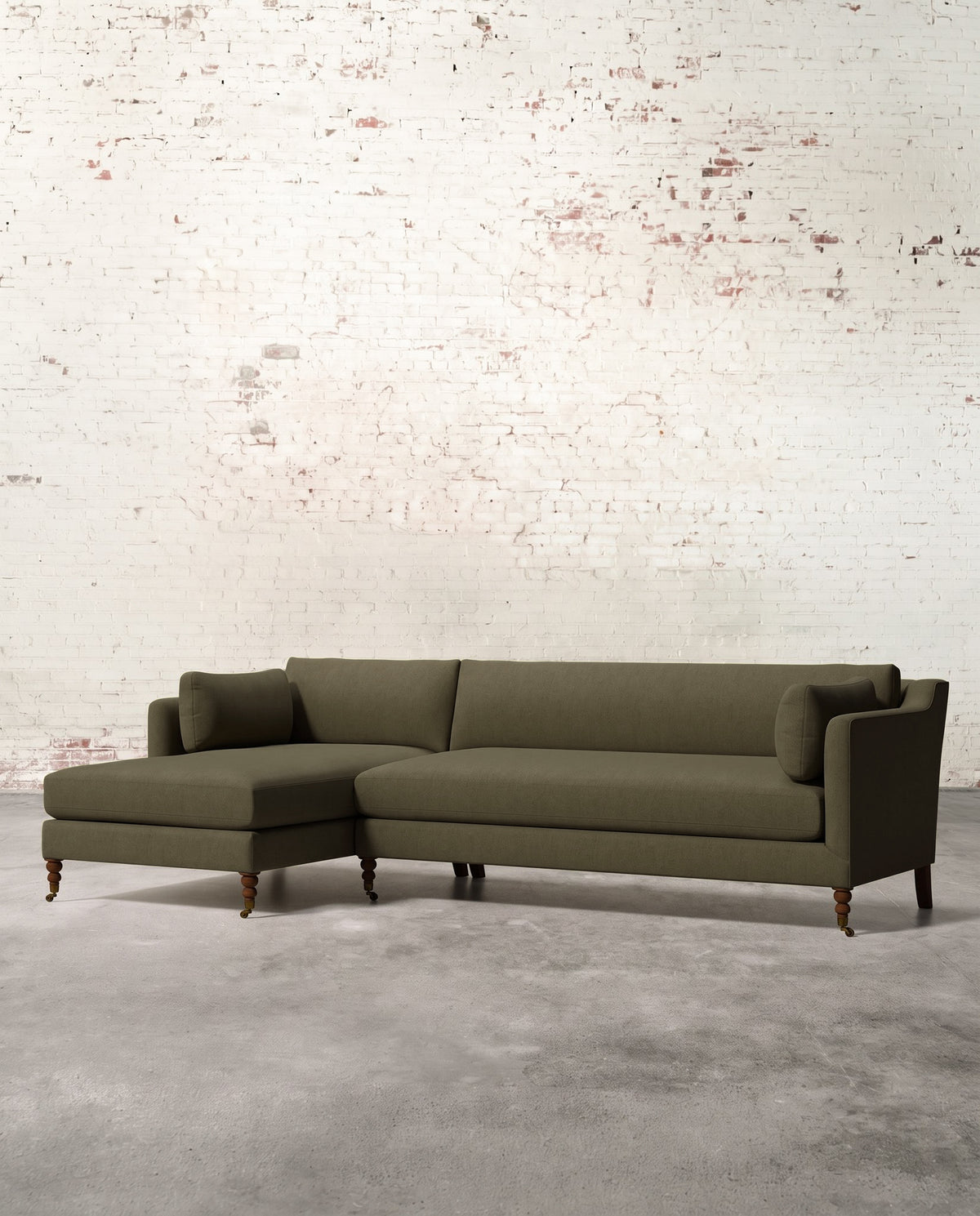 Francis Left Facing Sectional with Brass Casters