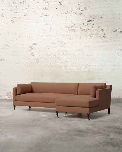 Francis Right Facing Sectional with Brass Casters