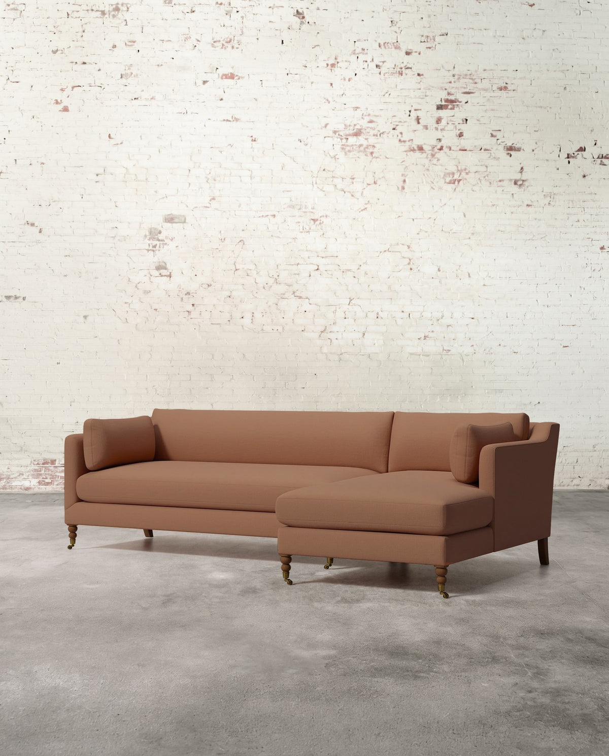 Francis Right Facing Sectional with Brass Casters
