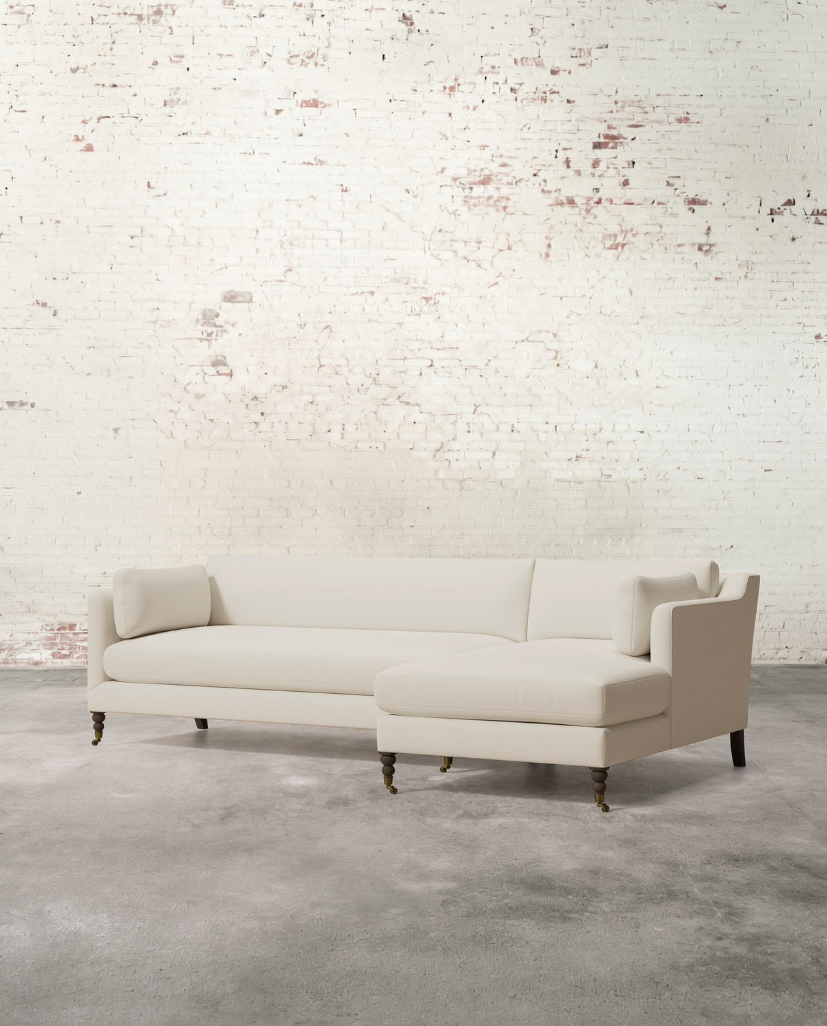 Francis Right Facing Sectional with Brass Casters