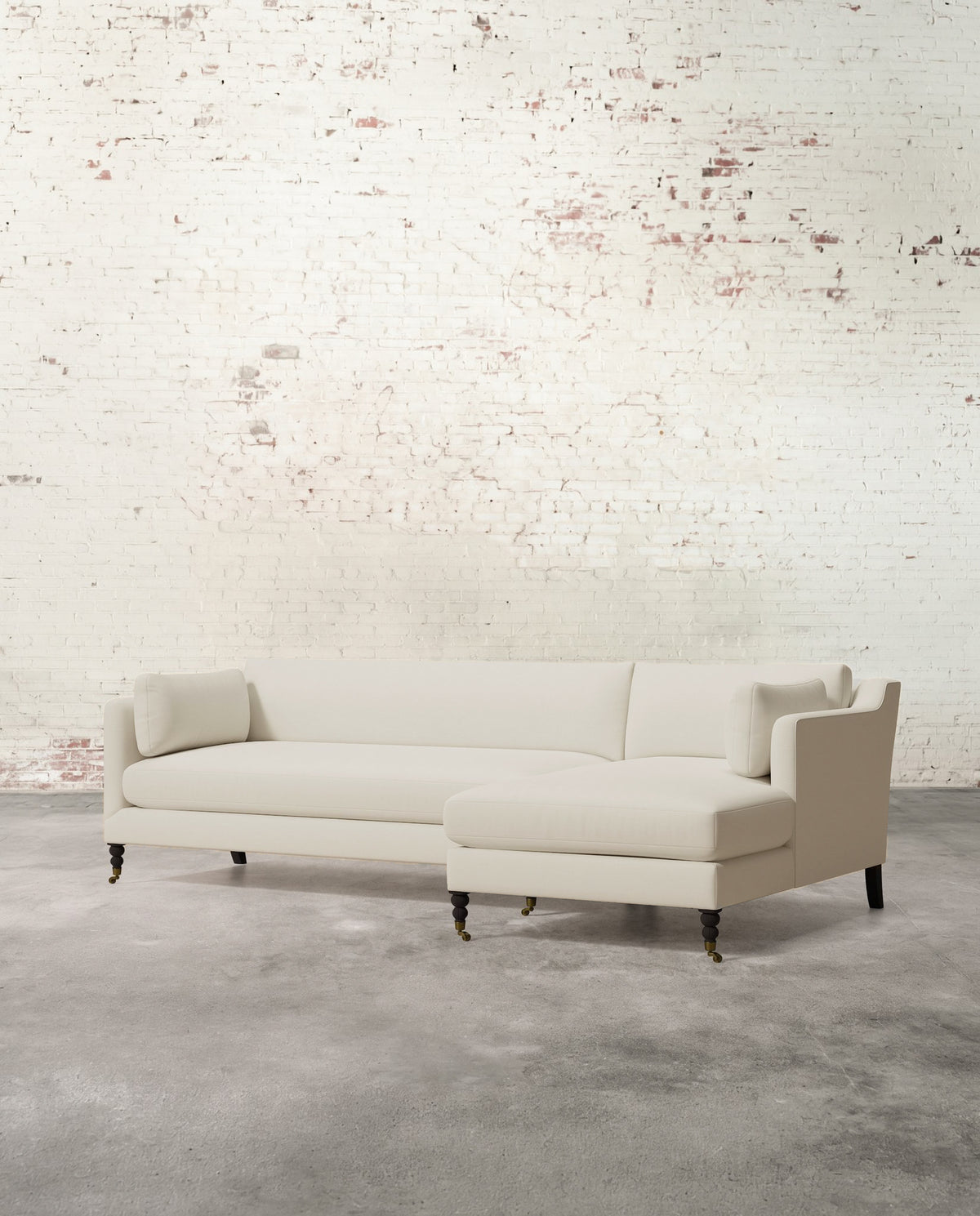 Francis Right Facing Sectional with Brass Casters