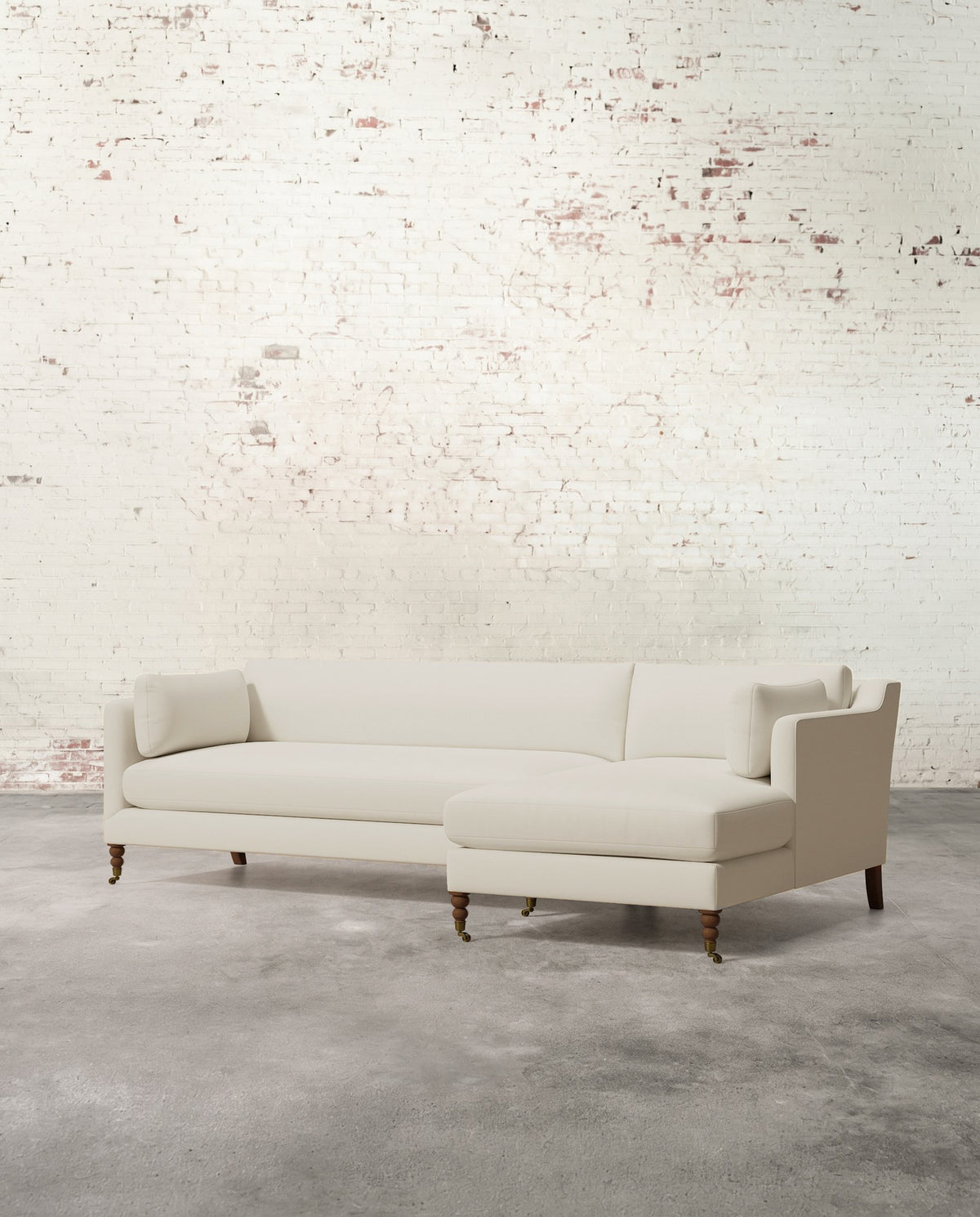 Francis Right Facing Sectional with Brass Casters