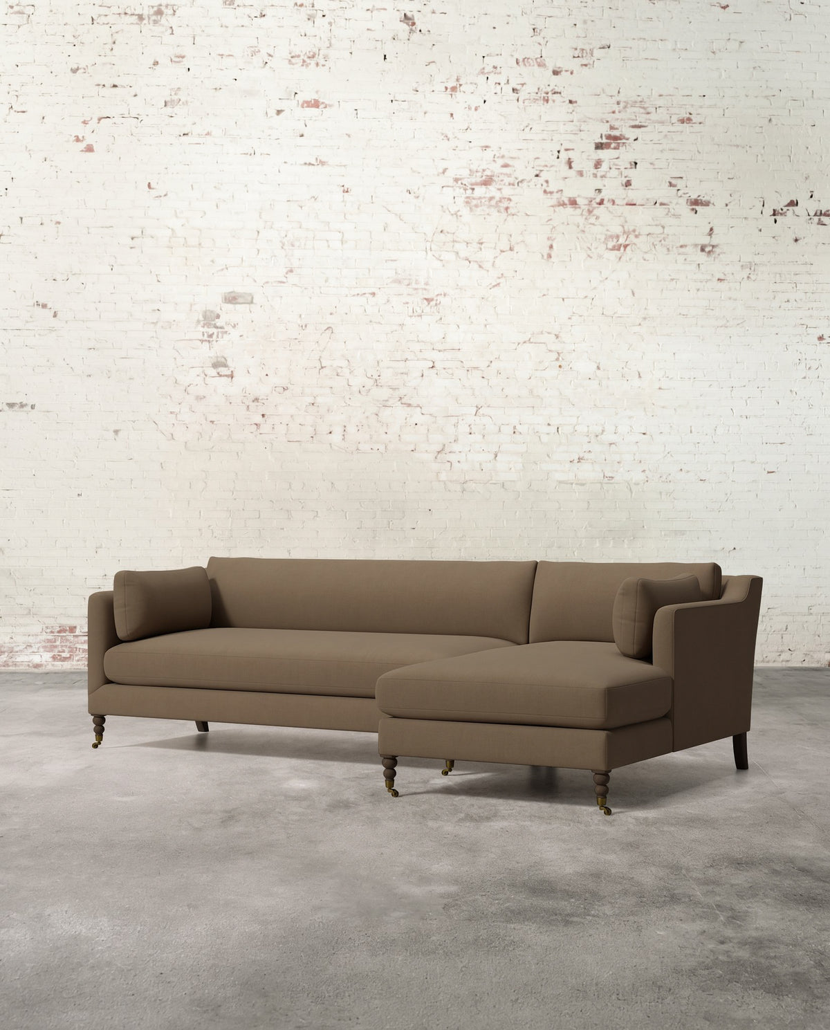 Francis Right Facing Sectional with Brass Casters