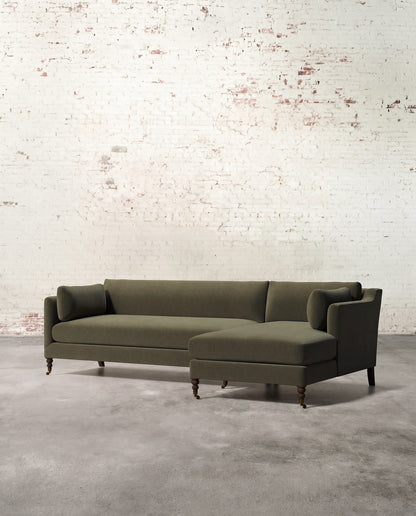 Francis Right Facing Sectional with Brass Casters