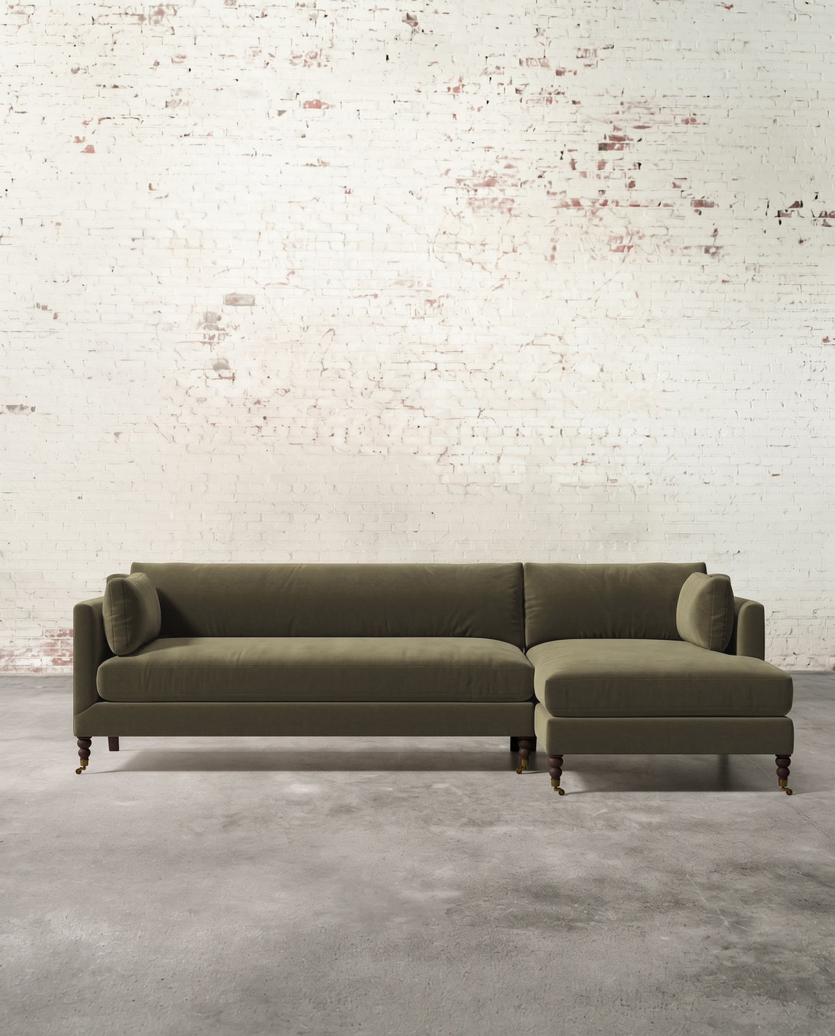 Francis Right Facing Sectional with Brass Casters