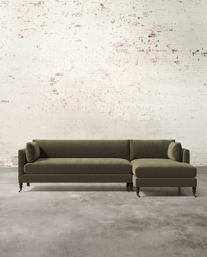 Francis Right Facing Sectional with Brass Casters