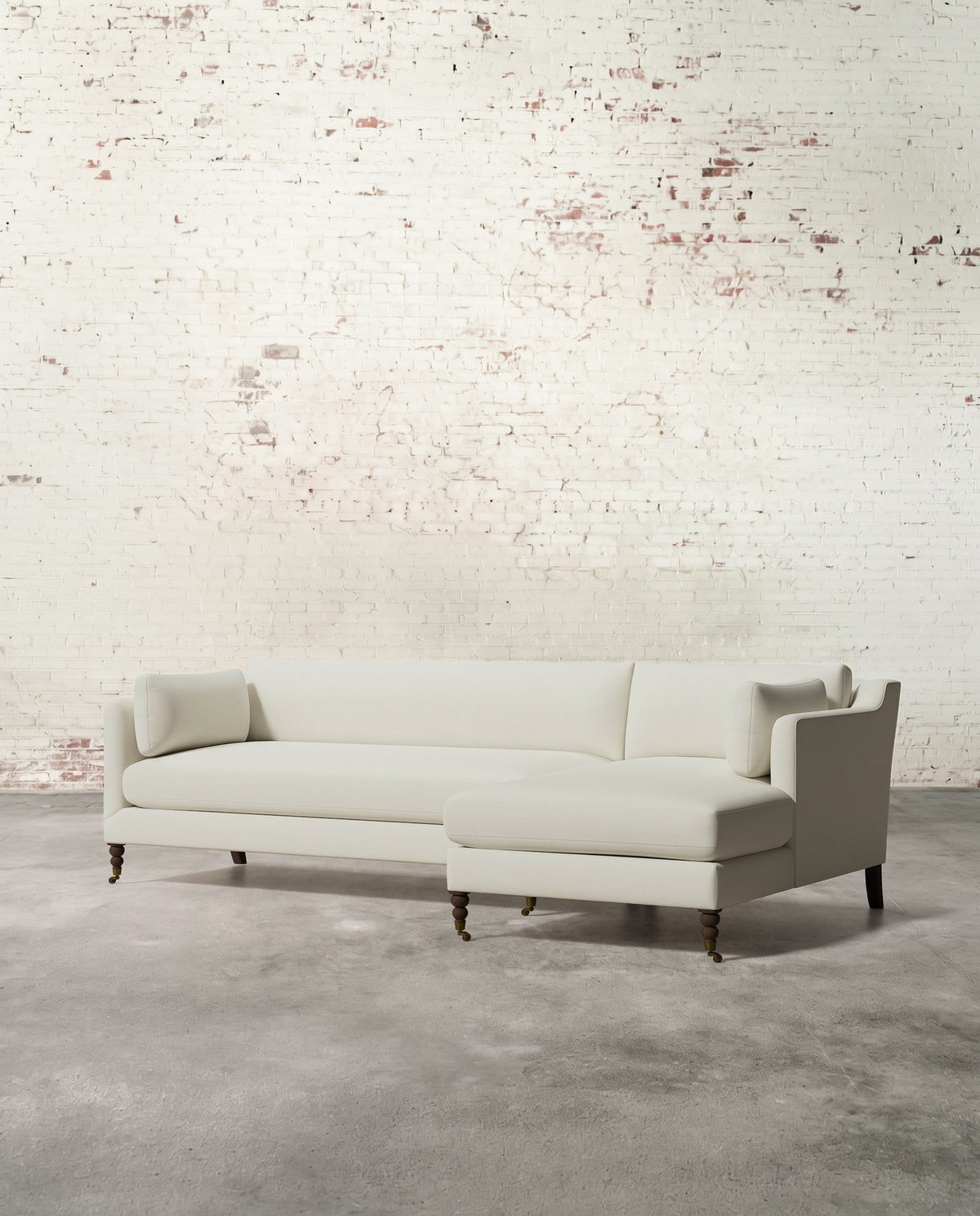 Francis Right Facing Sectional with Brass Casters