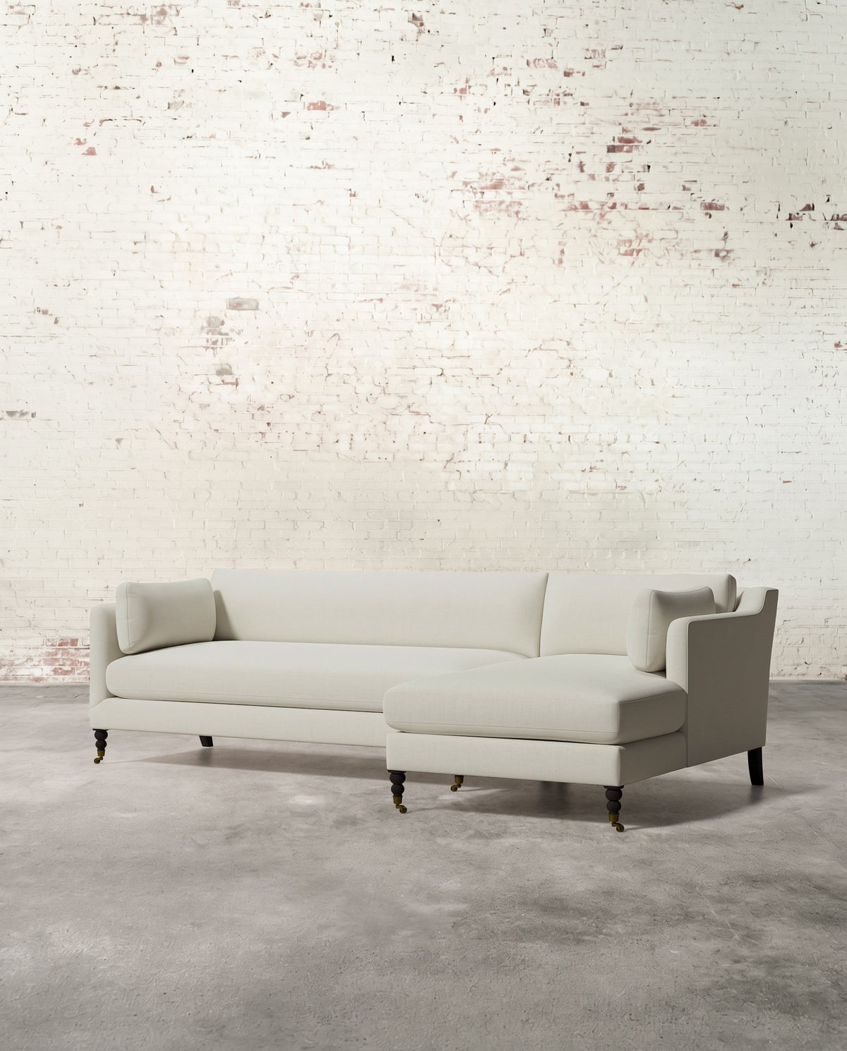Francis Right Facing Sectional with Brass Casters
