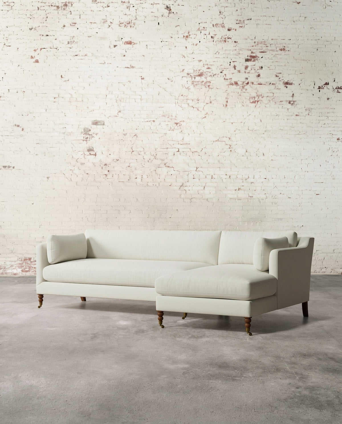 Francis Right Facing Sectional with Brass Casters