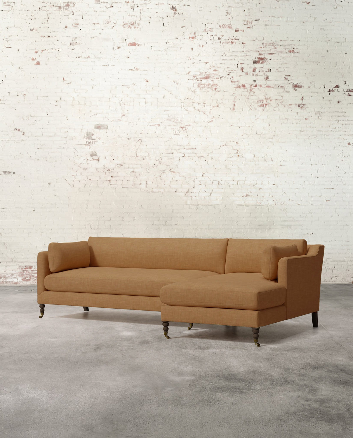Francis Right Facing Sectional with Brass Casters