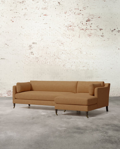 Francis Right Facing Sectional with Brass Casters