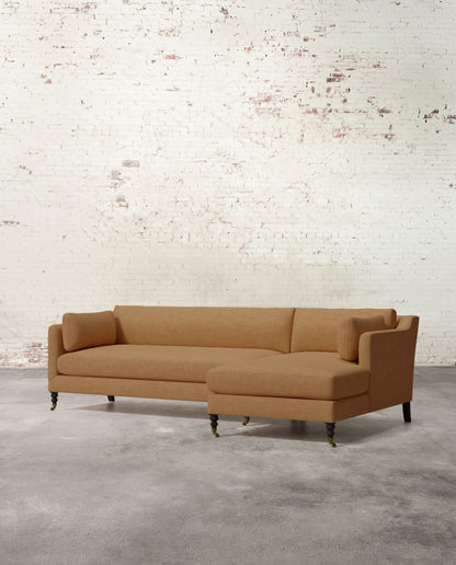 Francis Right Facing Sectional with Brass Casters
