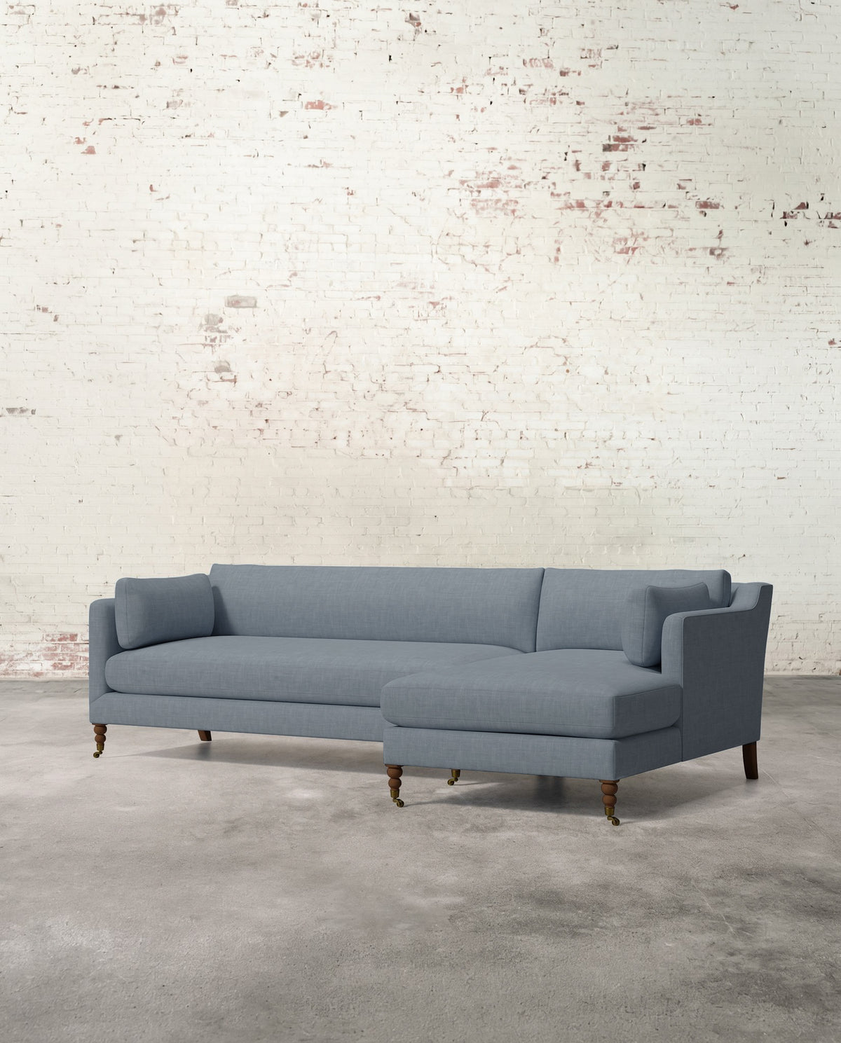 Francis Right Facing Sectional with Brass Casters