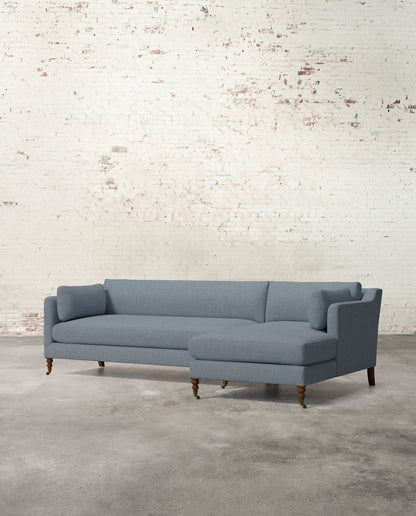 Francis Right Facing Sectional with Brass Casters