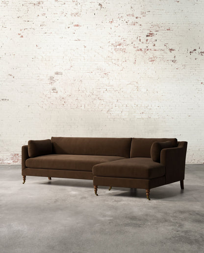 Francis Right Facing Sectional with Brass Casters