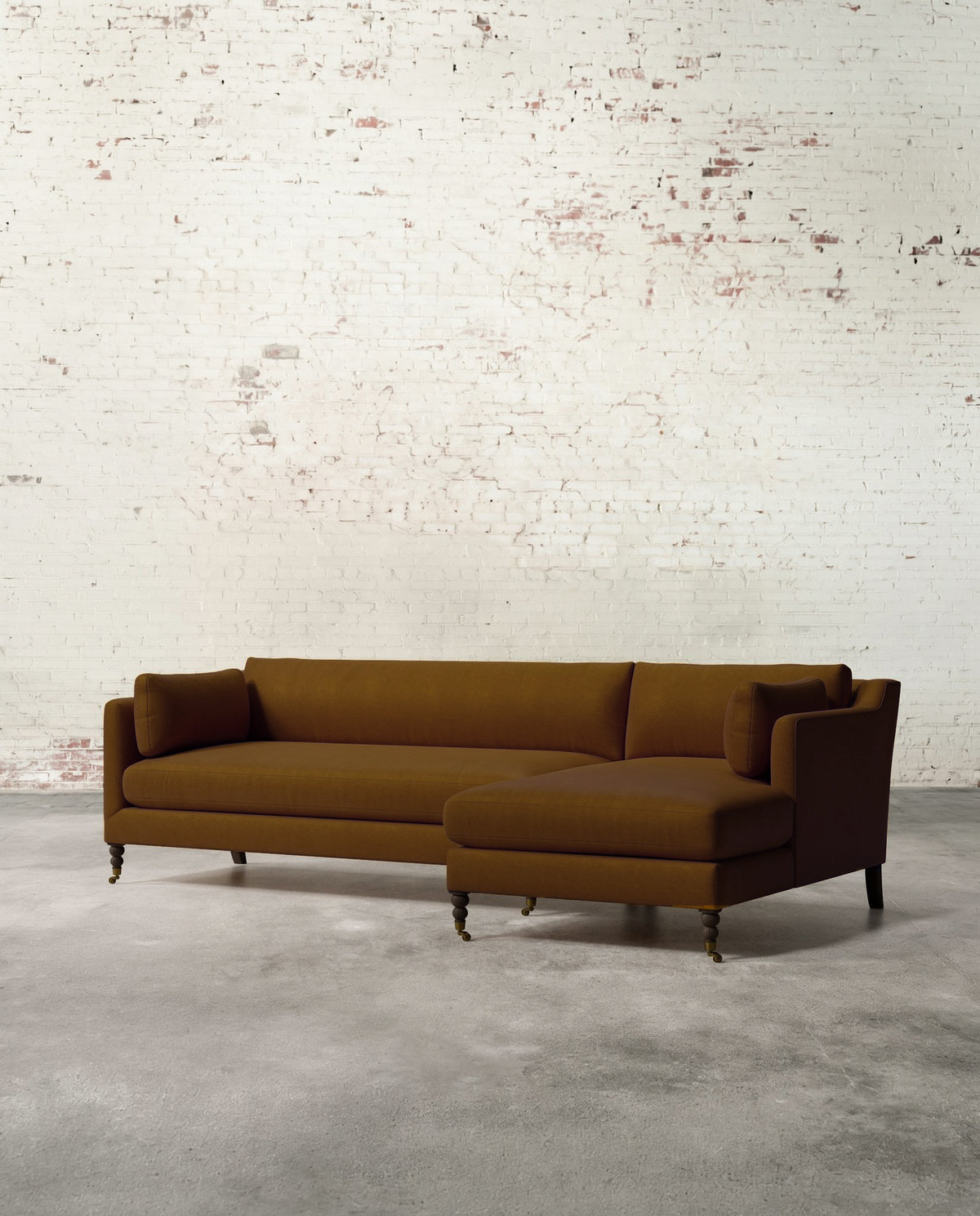 Francis Right Facing Sectional with Brass Casters