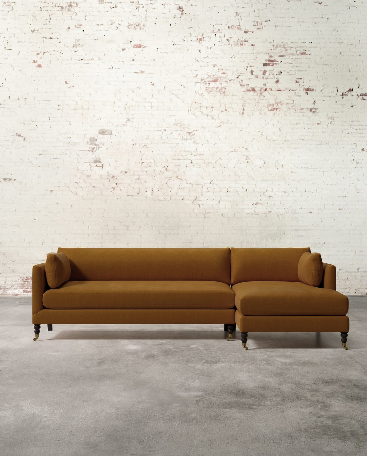 Francis Right Facing Sectional with Brass Casters