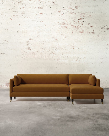 Francis Right Facing Sectional with Brass Casters