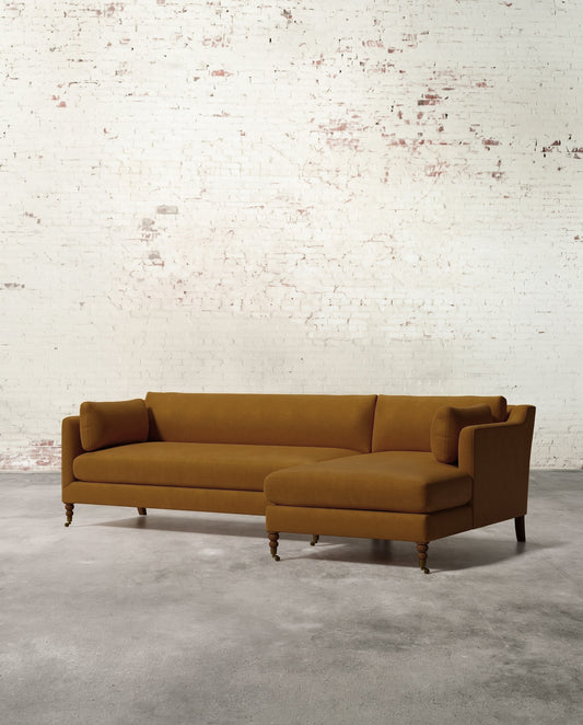 Francis Right Facing Sectional with Brass Casters