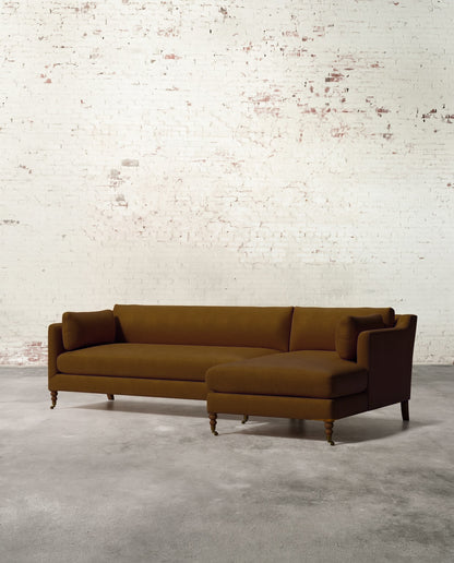 Francis Right Facing Sectional with Brass Casters