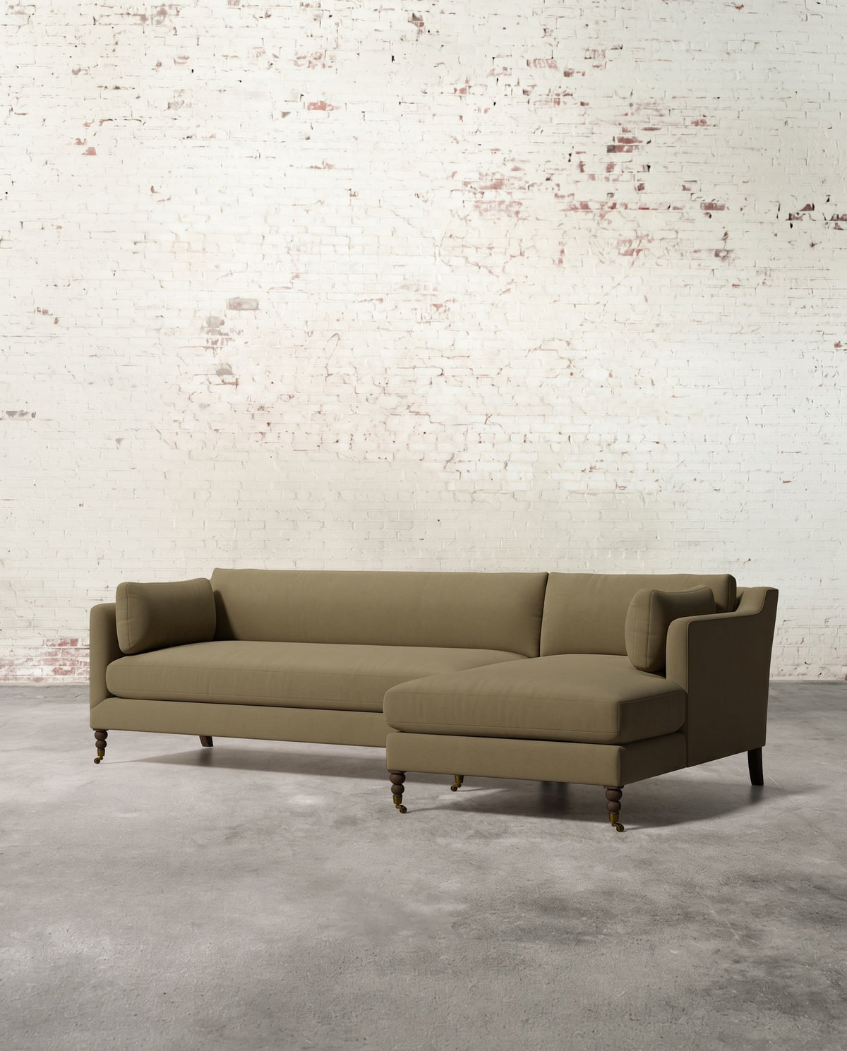 Francis Right Facing Sectional with Brass Casters