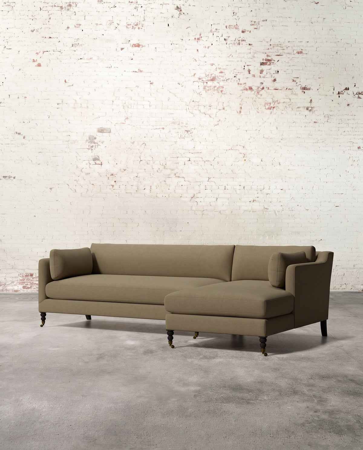 Francis Right Facing Sectional with Brass Casters