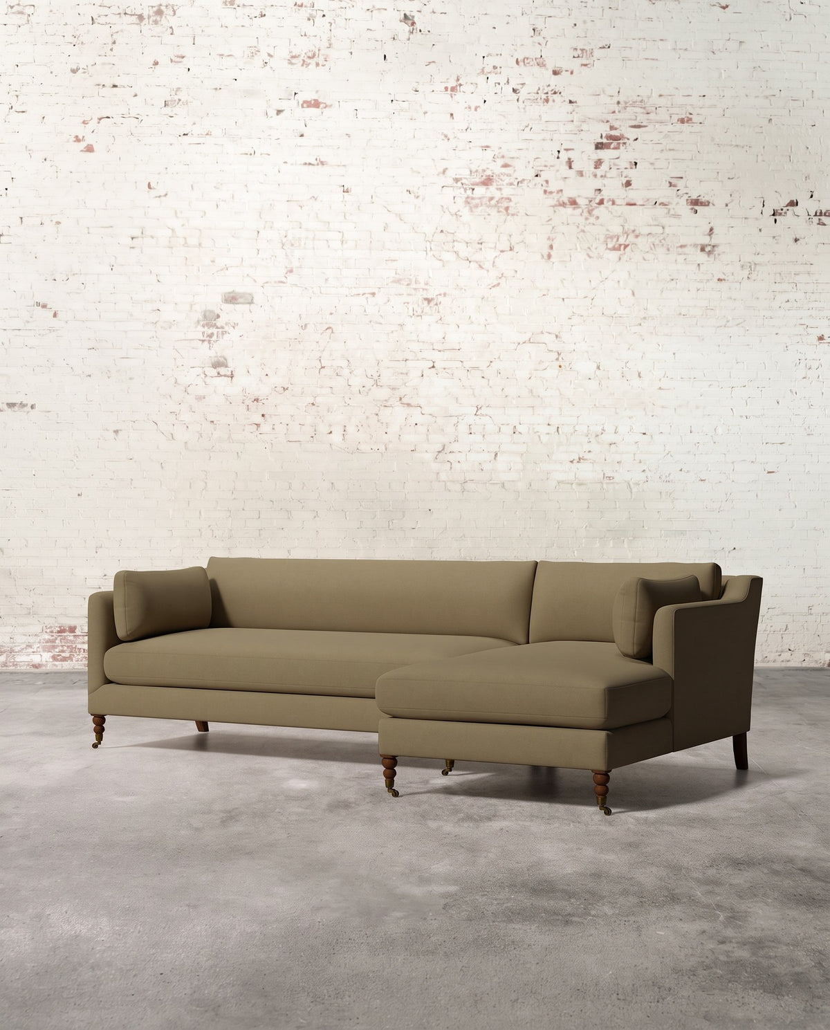 Francis Right Facing Sectional with Brass Casters