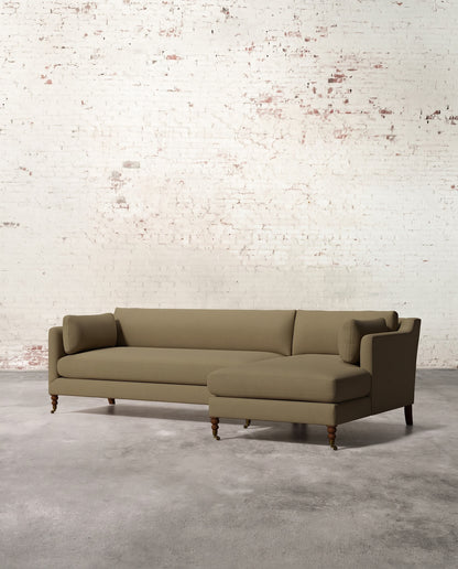 Francis Right Facing Sectional with Brass Casters