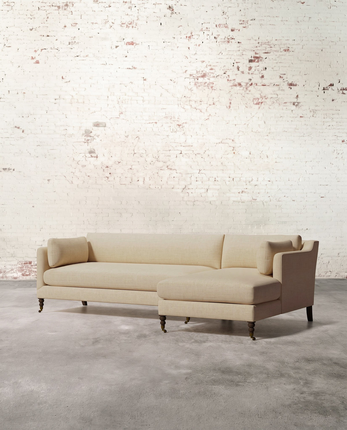 Francis Right Facing Sectional with Brass Casters
