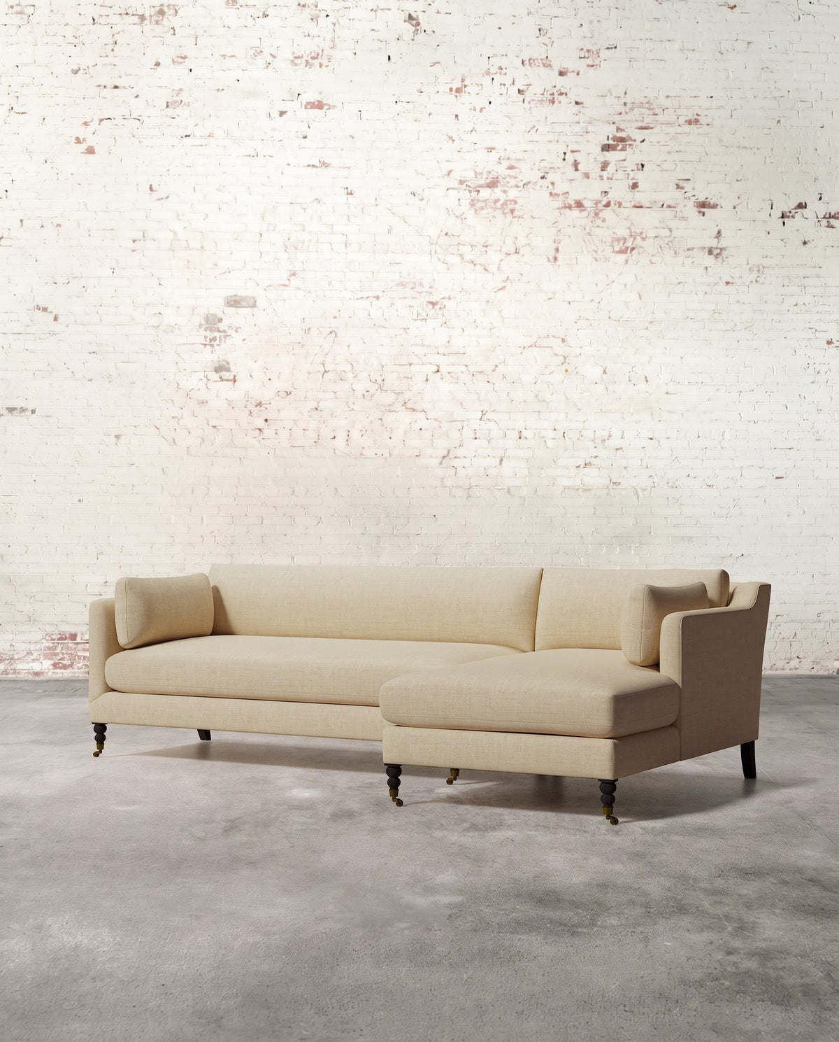 Francis Right Facing Sectional with Brass Casters