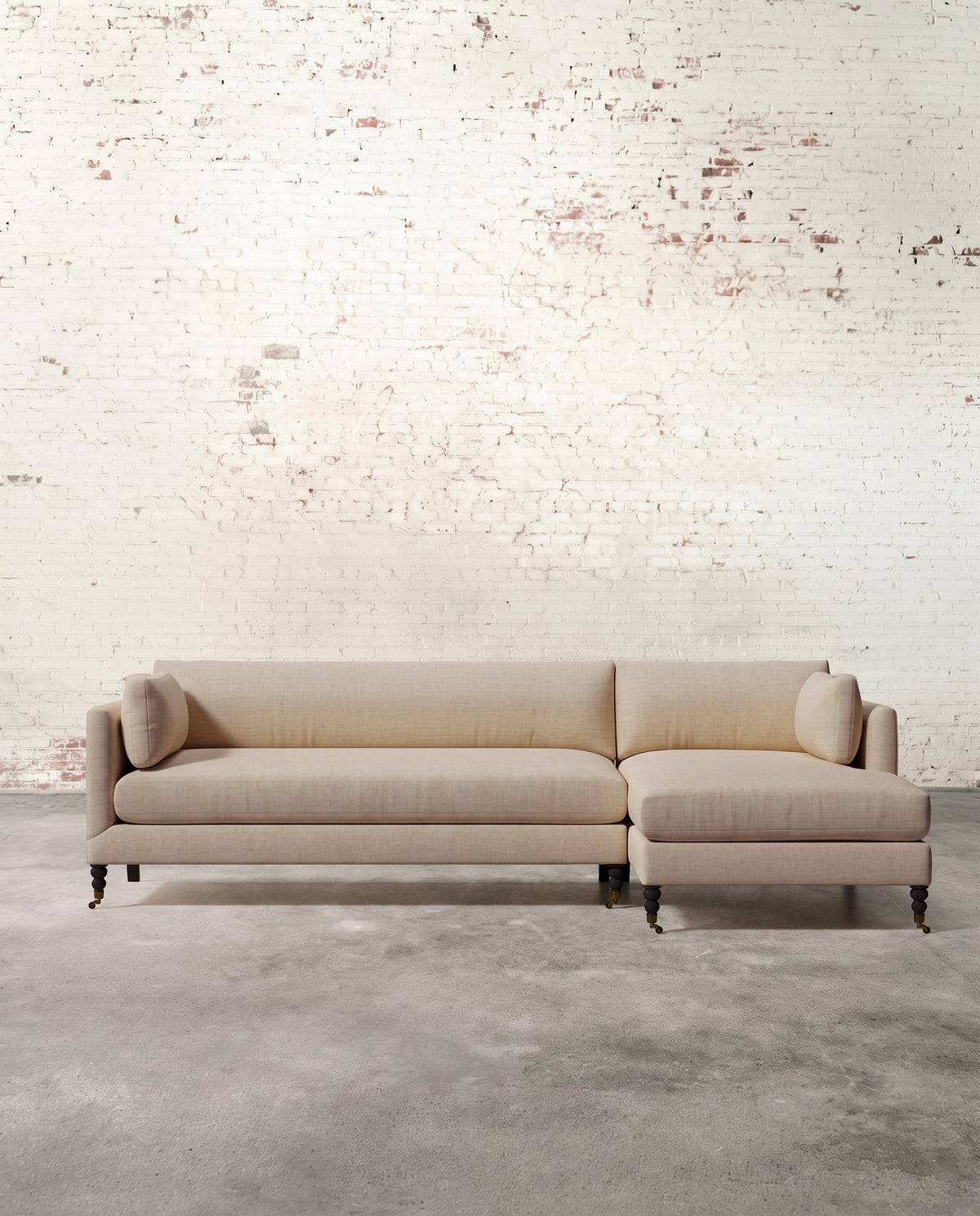 Francis Right Facing Sectional with Brass Casters