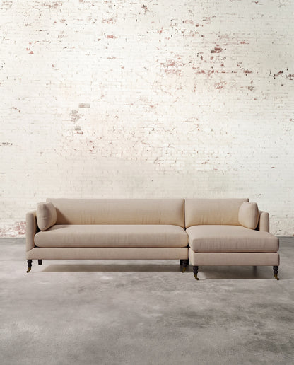 Francis Right Facing Sectional with Brass Casters